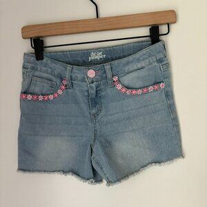Dear Juniper Girl's Stretch Flower Trimmed Soft Denim Cutoff Shorts Size 12